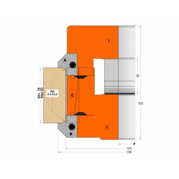 CMT nôž pre C694005 - pár žiletiek R2+45° prof.A2 horné branie